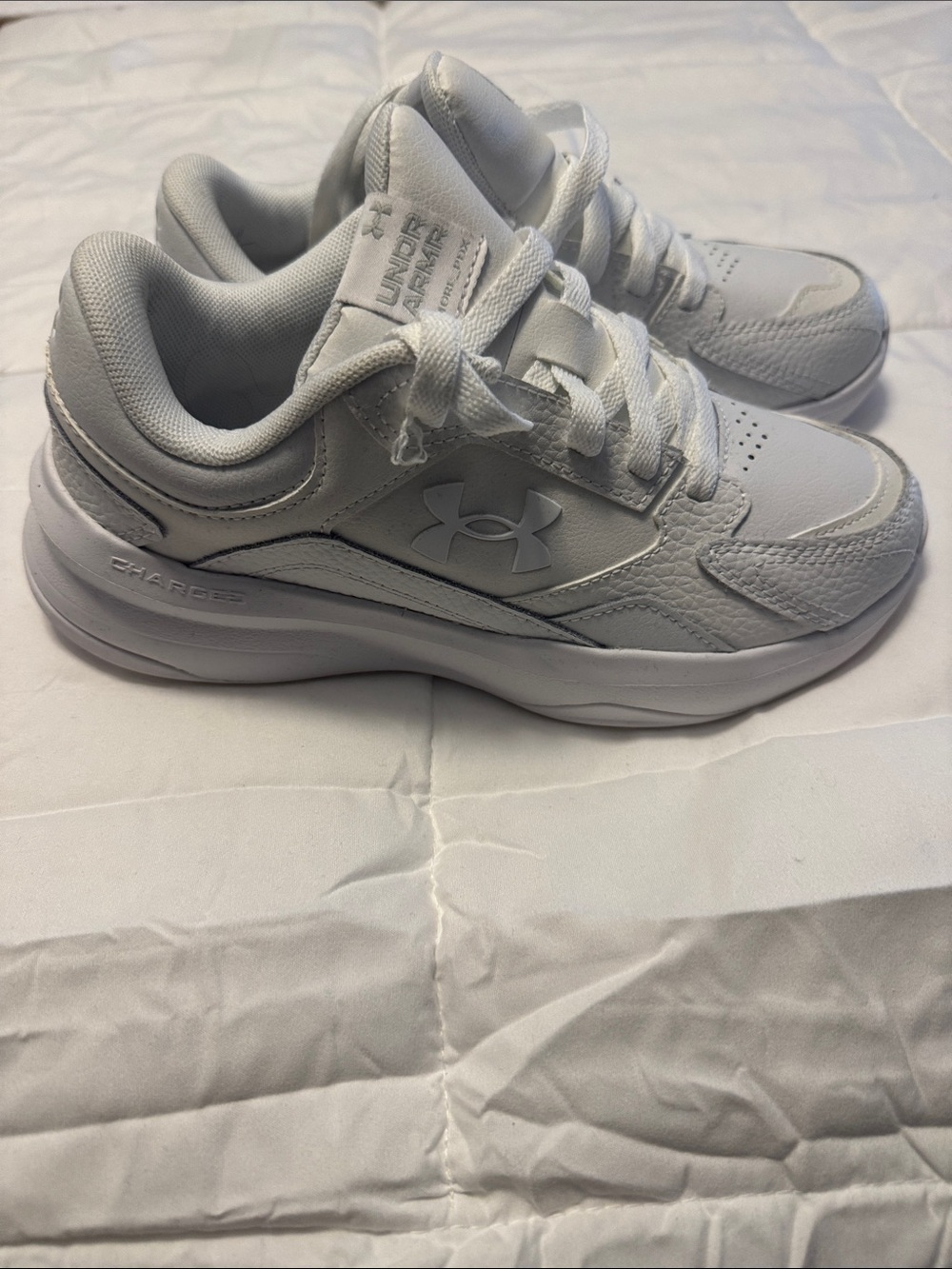Under Armour White Low-Top Sneakers with Charged Cushioning